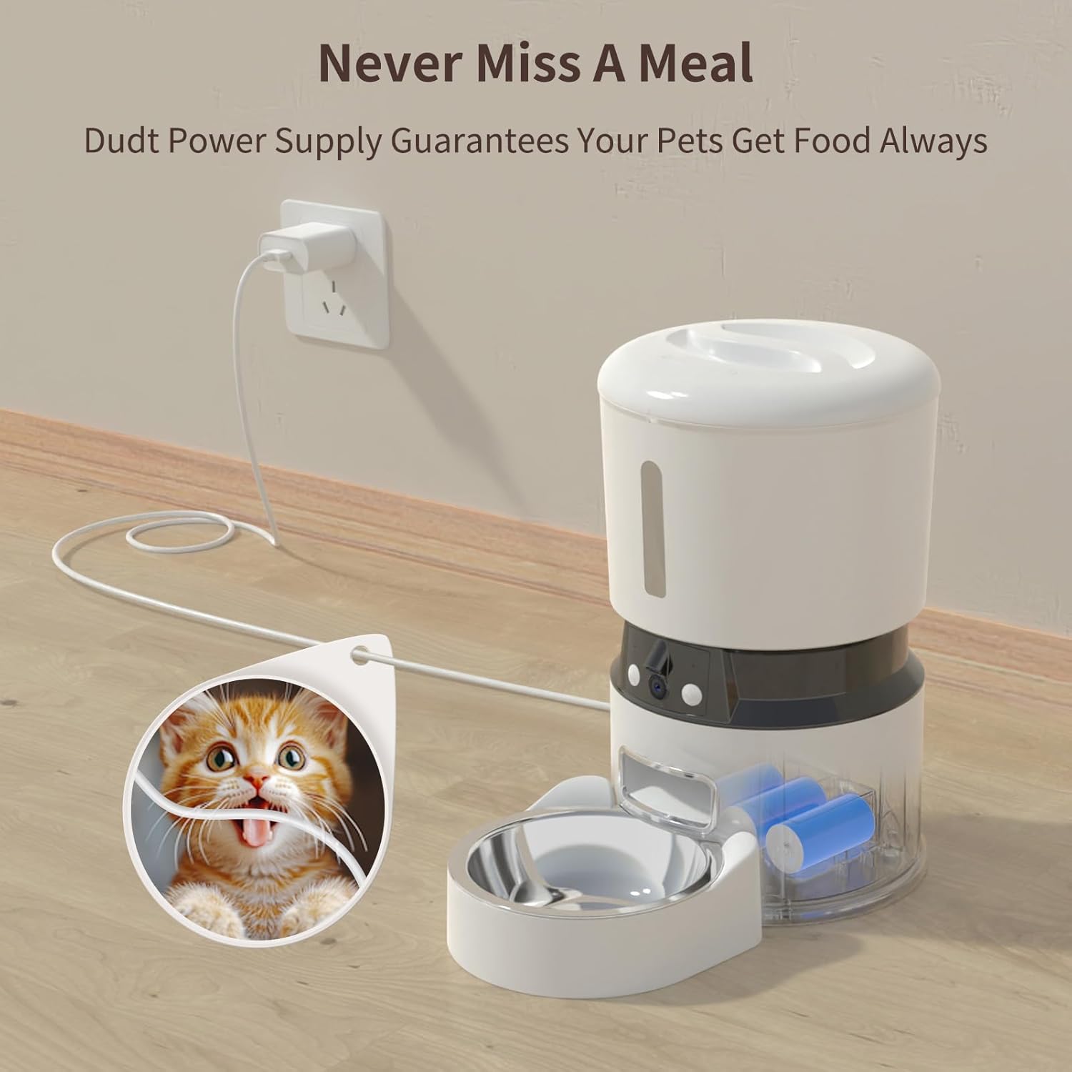Whislo Smart Automatic Pet Feeder – Dual 1080P Camera, WiFi, 10 Meals/Day