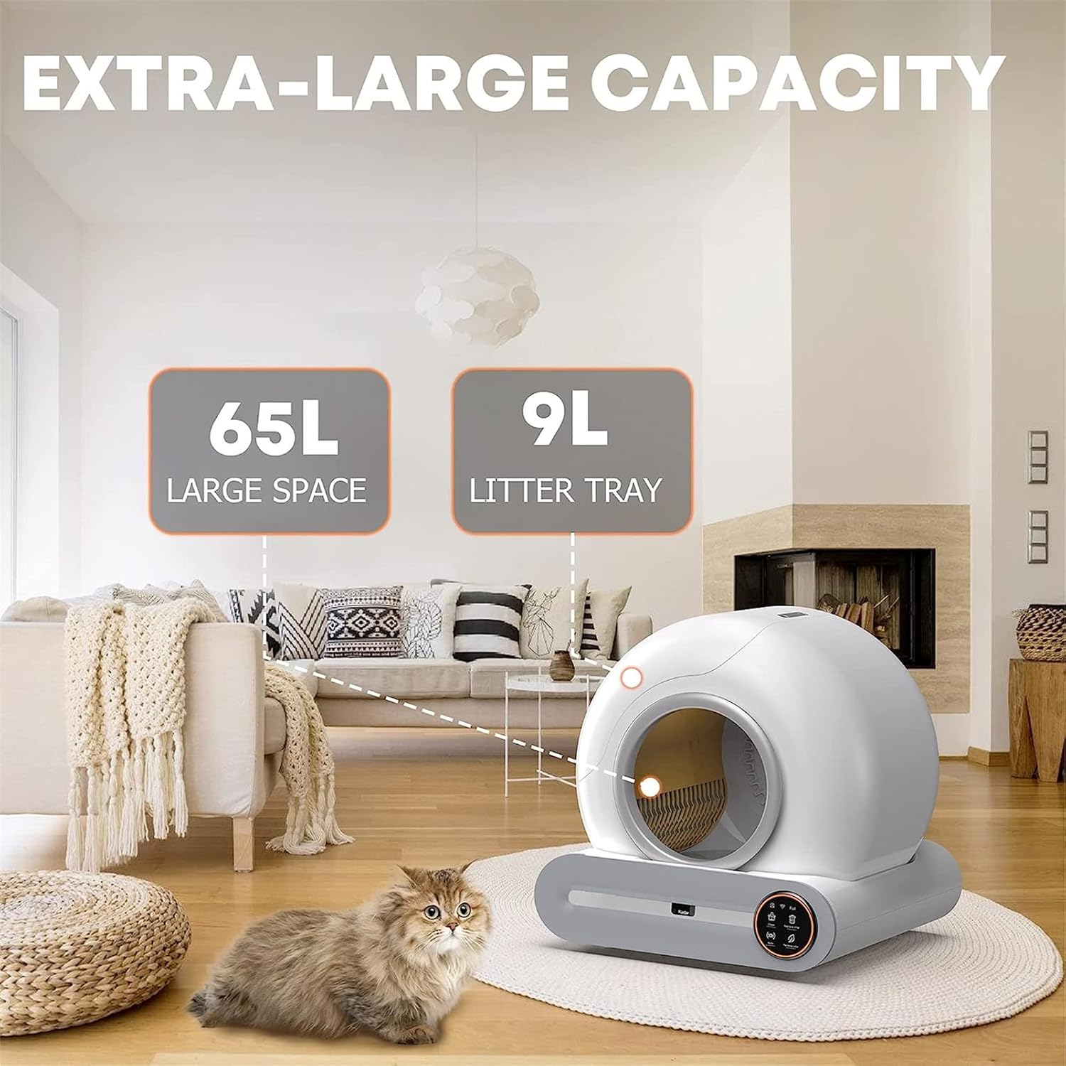 Whislo Smart Self-Cleaning Cat Litter Box – 65L, App Control, 99% Odor-Free