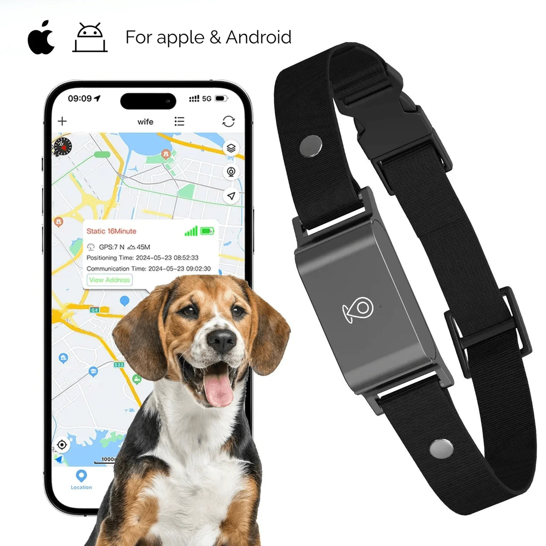 Whislo 4G GPS Pet Tracker – Real-Time Tracking, IP67 Waterproof, 7-Day Battery