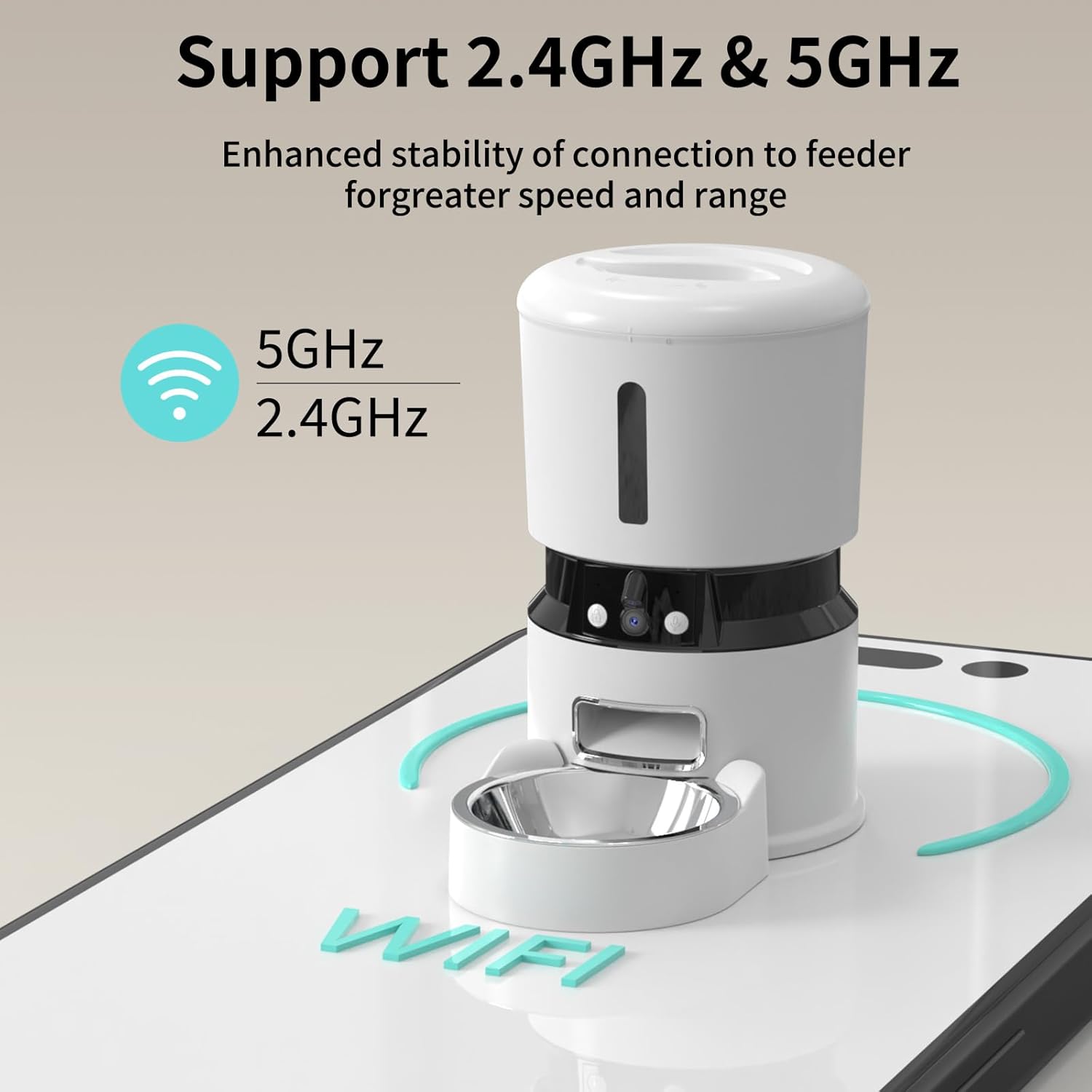 Whislo Smart Automatic Pet Feeder – Dual 1080P Camera, WiFi, 10 Meals/Day