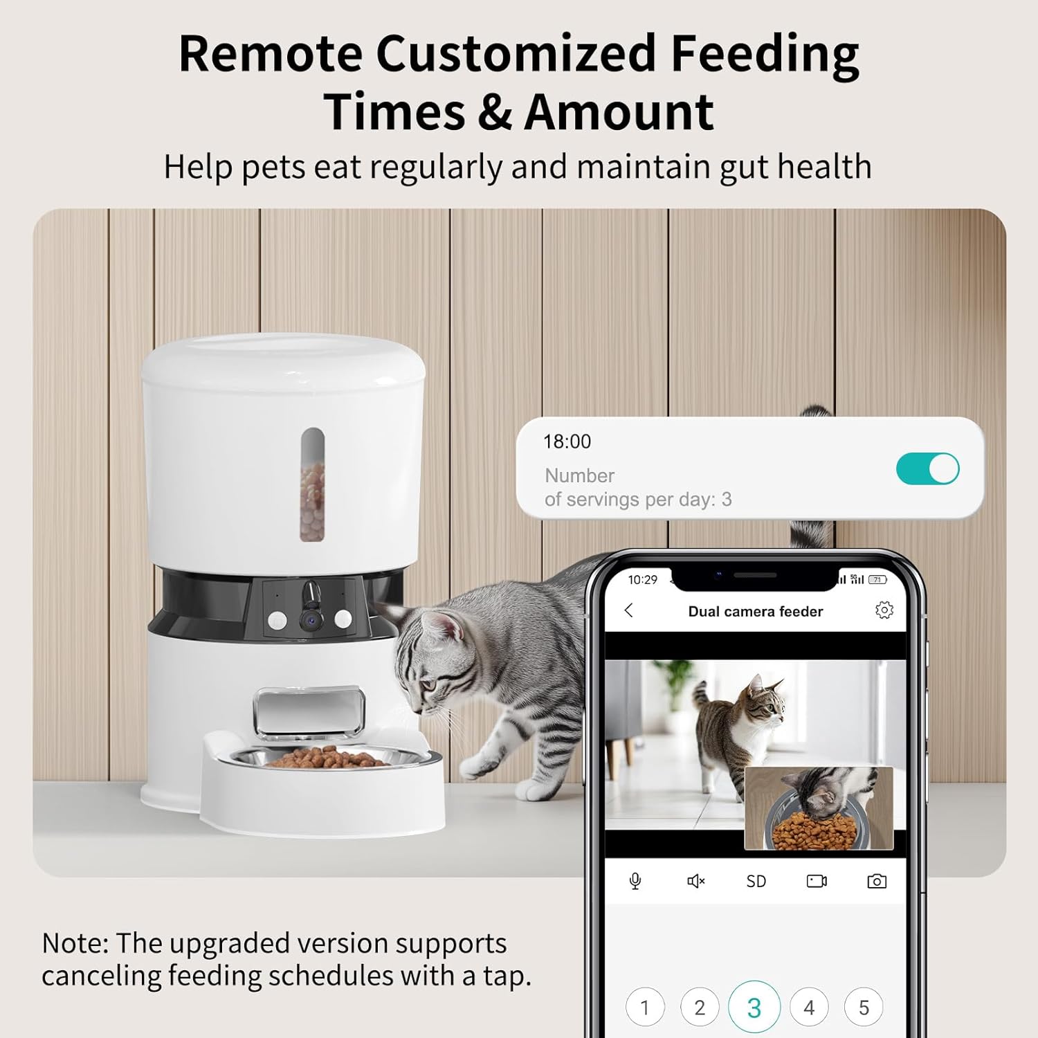 Whislo Smart Automatic Pet Feeder – Dual 1080P Camera, WiFi, 10 Meals/Day
