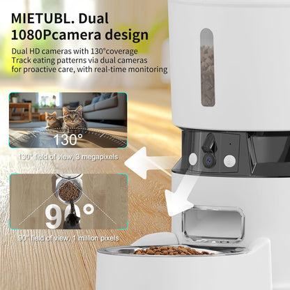 Whislo Smart Automatic Pet Feeder – Dual 1080P Camera, WiFi, 10 Meals/Day