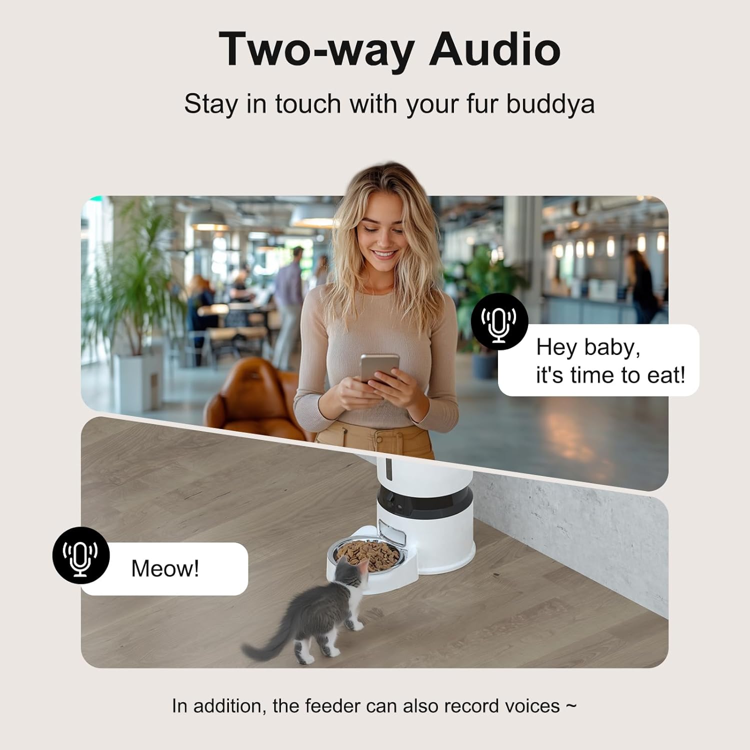 Whislo Smart Automatic Pet Feeder – Dual 1080P Camera, WiFi, 10 Meals/Day