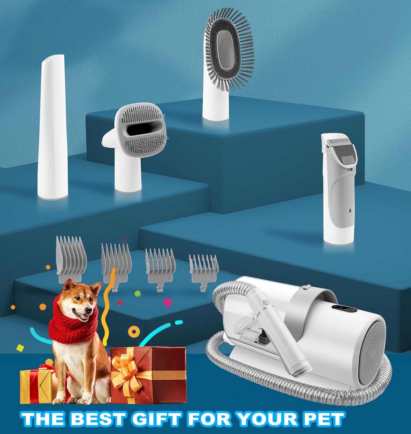 Whislo 7-in-1 Pet Grooming Vacuum Kit – 300W, 10kPa Suction, 2.5L Dust Cup